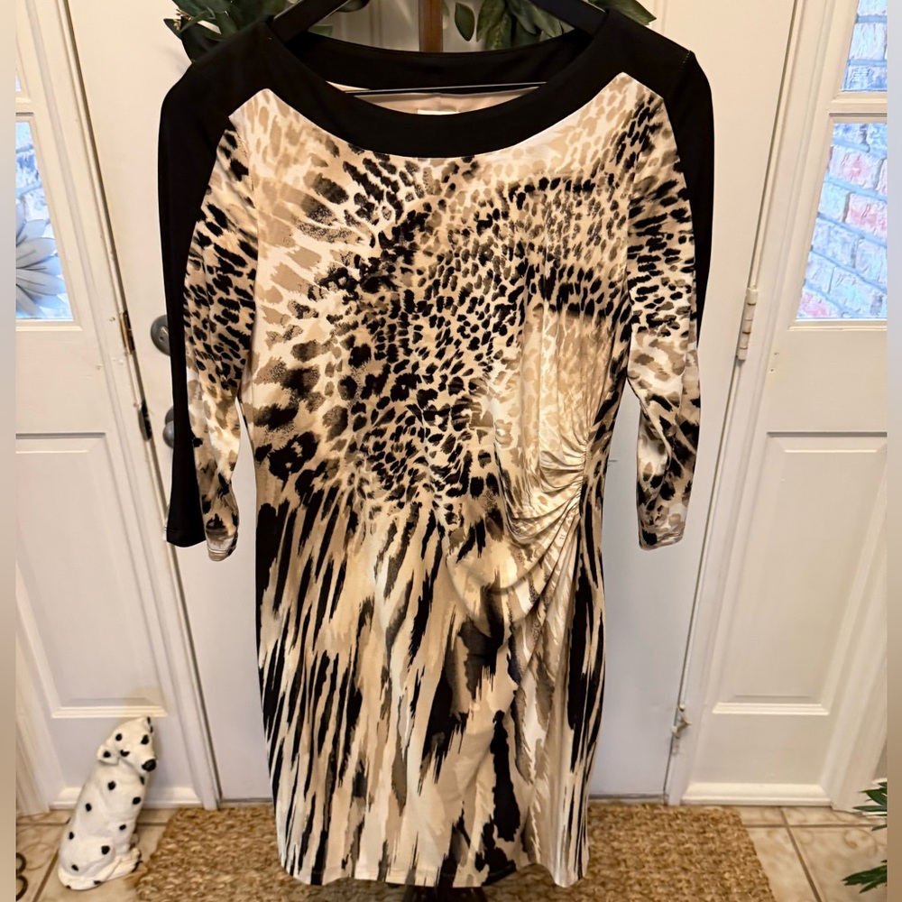 Chico’s Mixed Animal Print Stretchy Midi Dress Small 1